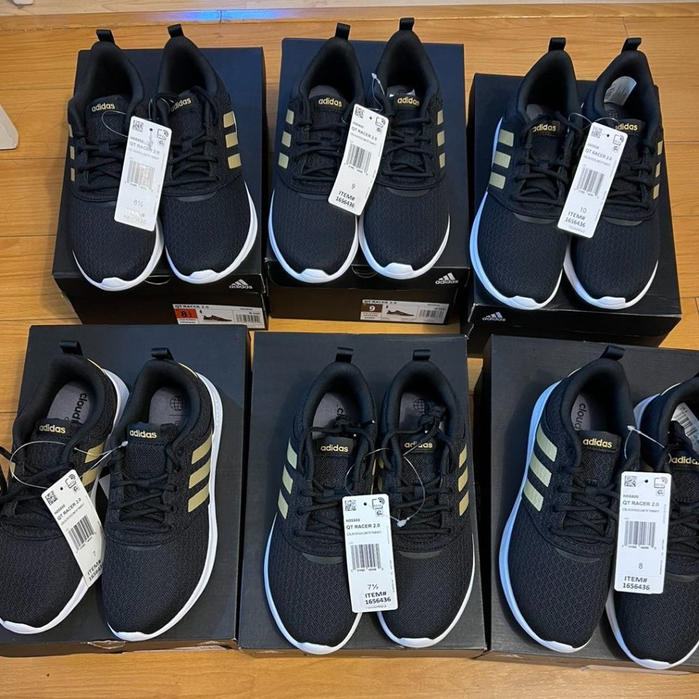 adidas Women's Black Athletic Sneakers with Gold Stripes